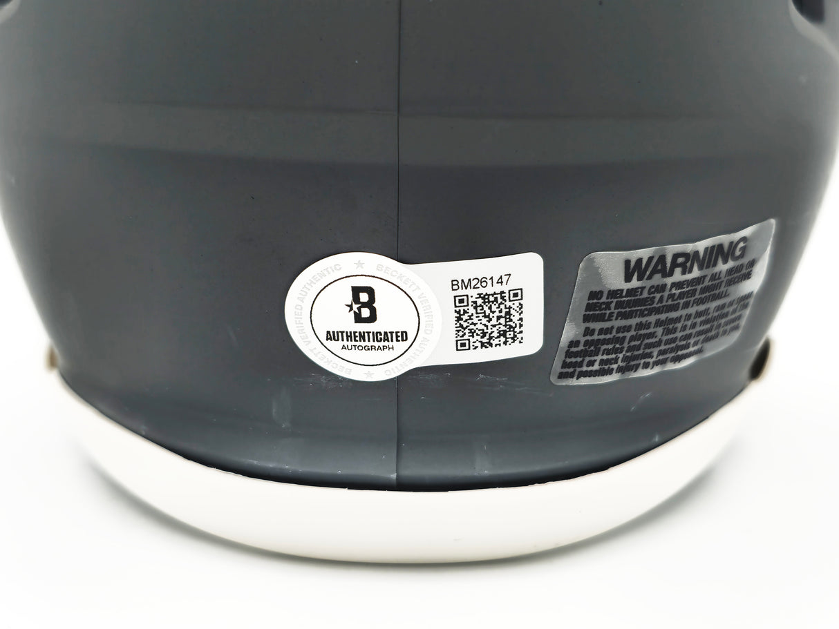 Tank Dell Autographed Houston Texans Slate Gray Speed Mini Helmet Beckett BAS QR Stock #229521