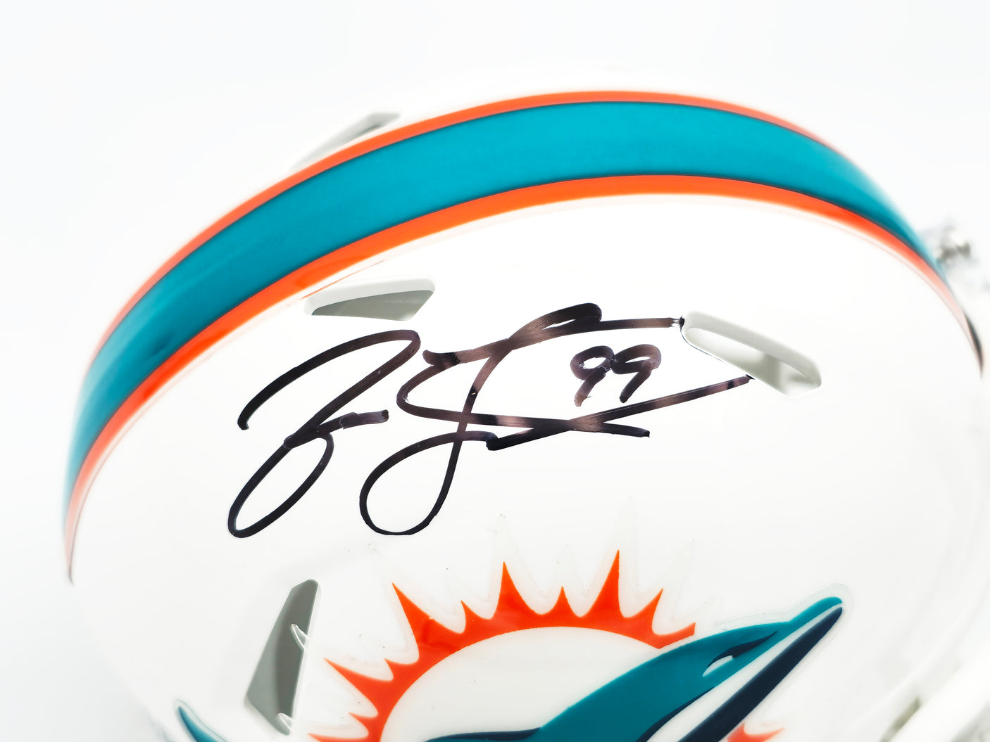 Jason Taylor Autographed Miami Dolphins White Speed Mini Helmet Beckett BAS Witness Stock #228817