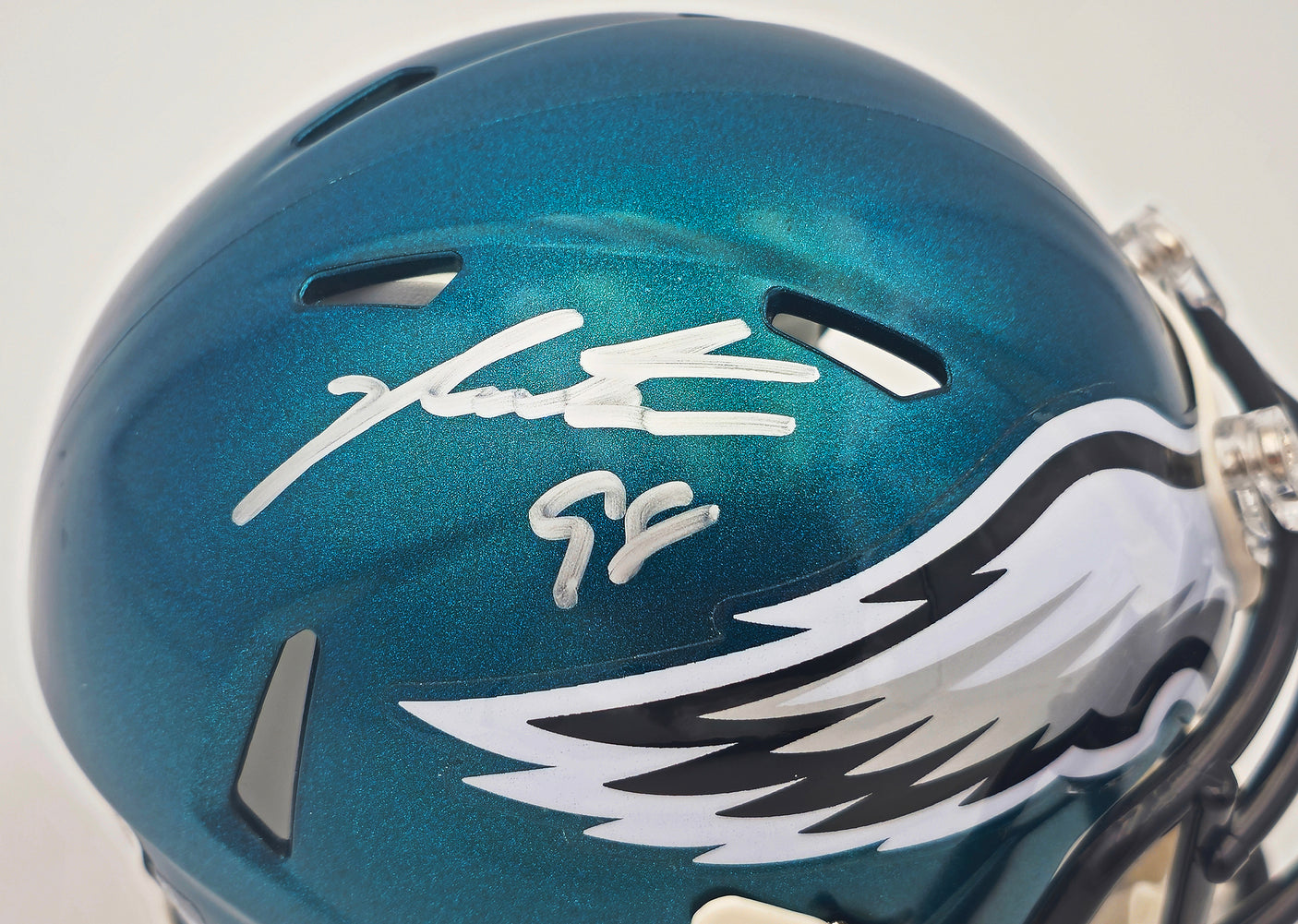 Jalen Carter Autographed Philadelphia Eagles Green Speed Mini Helmet Beckett BAS Witness Stock #229519