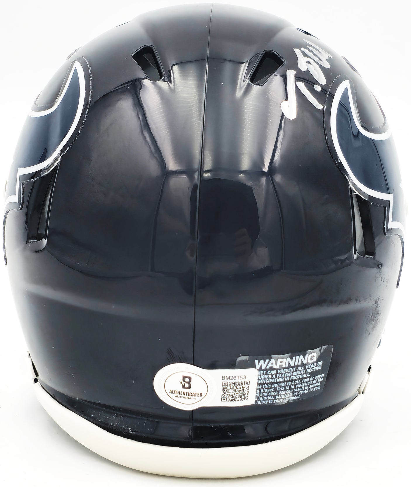 Tank Dell Autographed Houston Texans Blue Speed Mini Helmet Beckett BAS QR Stock #229520