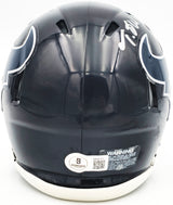 Tank Dell Autographed Houston Texans Blue Speed Mini Helmet Beckett BAS QR Stock #229520