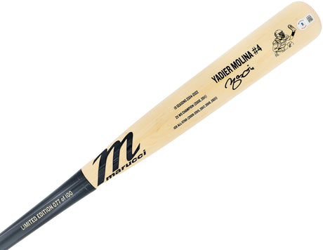 Yadier Molina Autographed Black & Blonde Marucci Baseball Bat St. Louis Cardinals #/100 Beckett BAS Witness Stock #229510