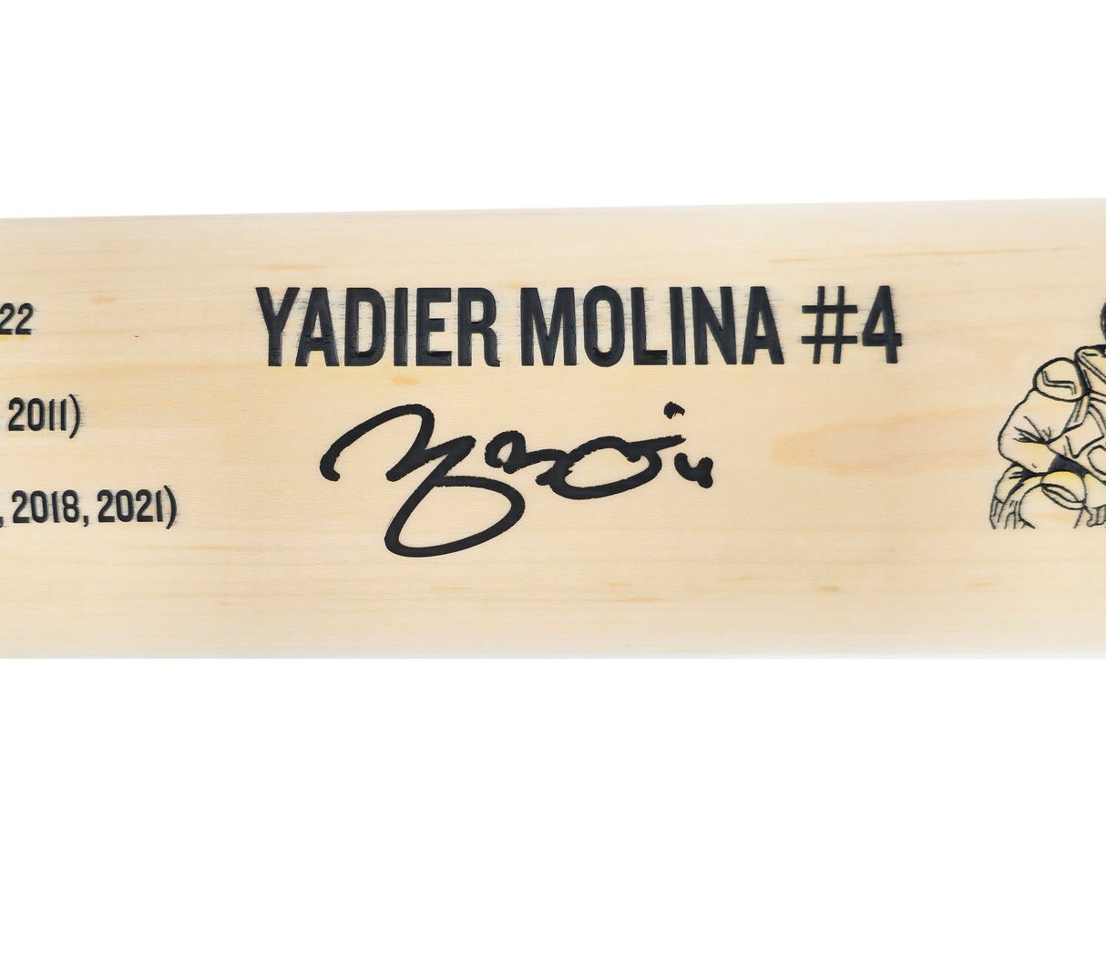 Yadier Molina Autographed Black & Blonde Marucci Baseball Bat St. Louis Cardinals #/100 Beckett BAS Witness Stock #229510