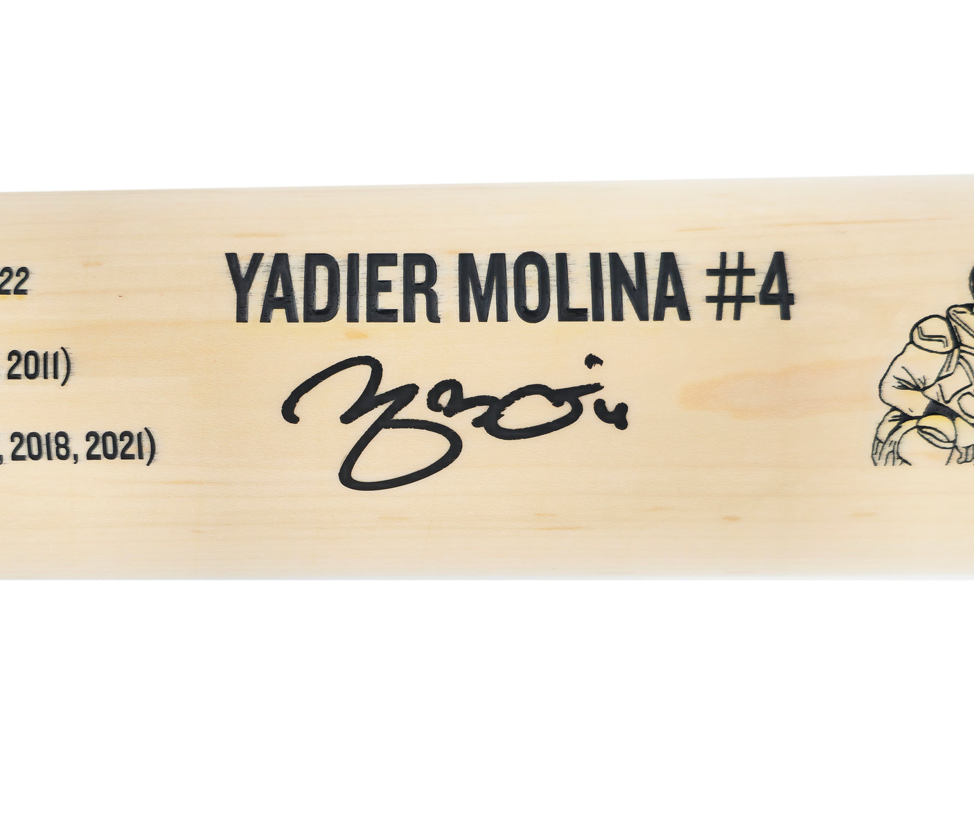Yadier Molina Autographed Black & Blonde Marucci Baseball Bat St. Louis Cardinals #/100 Beckett BAS Witness Stock #229510