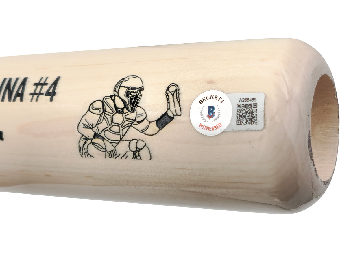 Yadier Molina Autographed Black & Blonde Marucci Baseball Bat St. Louis Cardinals #/100 Beckett BAS Witness Stock #229510