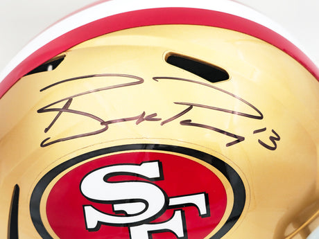 Brock Purdy Autographed San Francisco 49ers Gold Full Size Replica Speed Helmet Fanatics Holo Stock #230008
