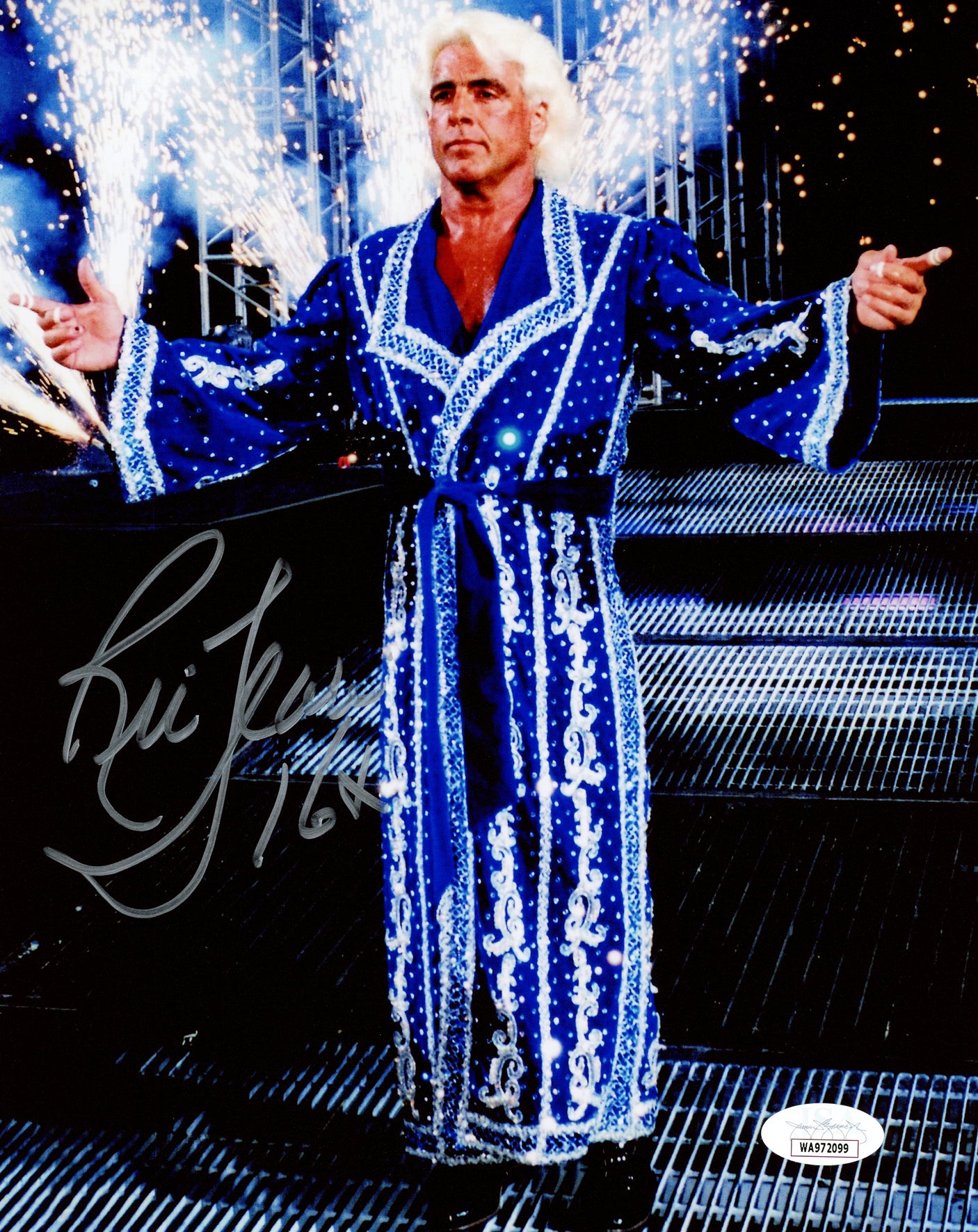 Ric Flair Autographed 8x10 Photo WWE "16x" JSA Stock #228783