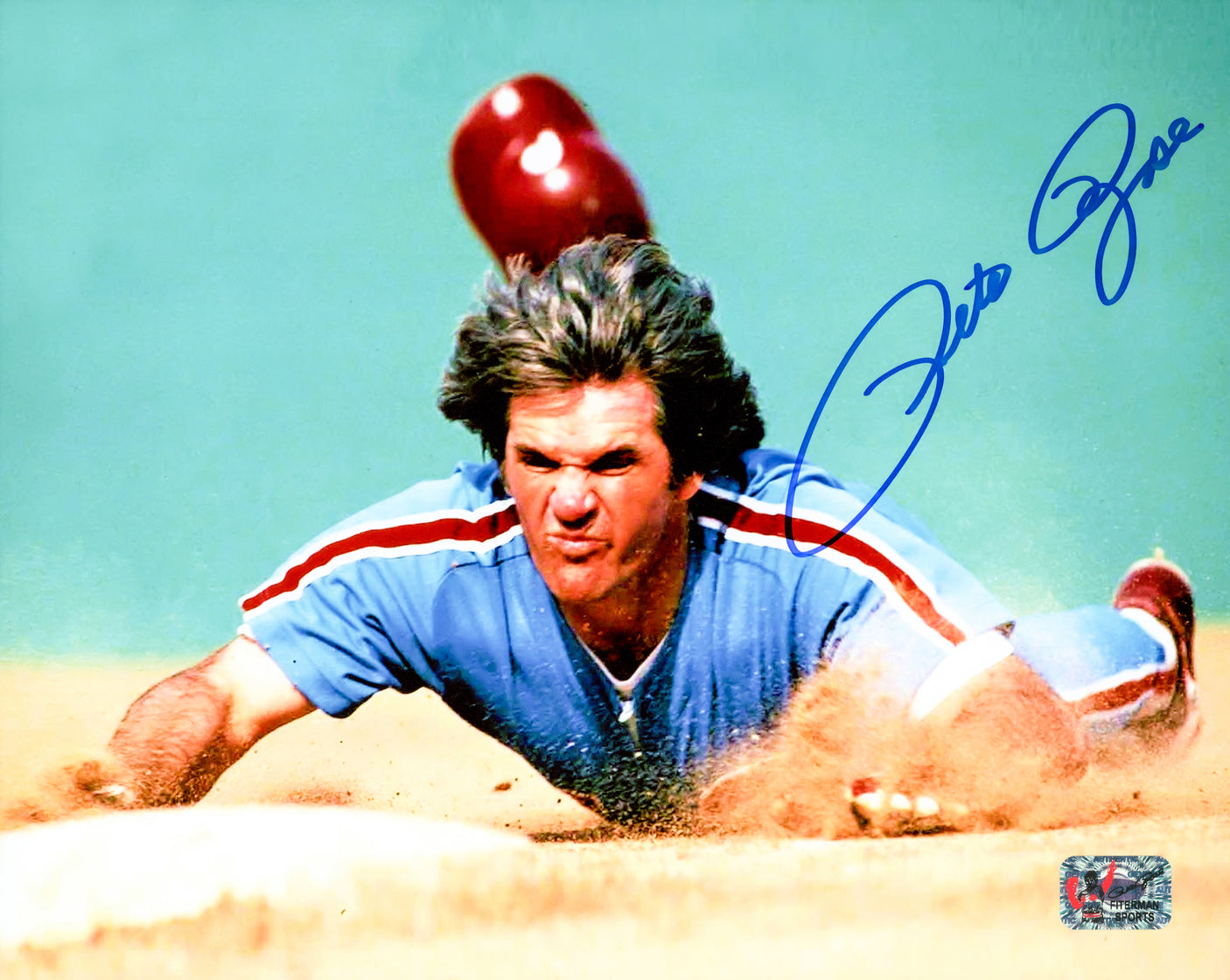 Pete Rose Autographed 8x10 Photo Philadelphia Phillies Headfirst Dive PR Holo Stock #229034