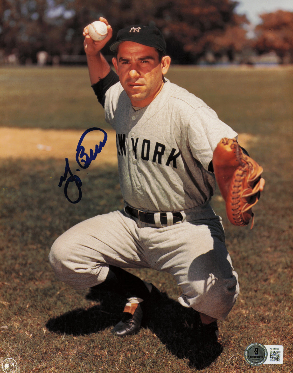 Yogi Berra Autographed 8x10 Photo New York Yankees Beckett BAS QR #AE31639