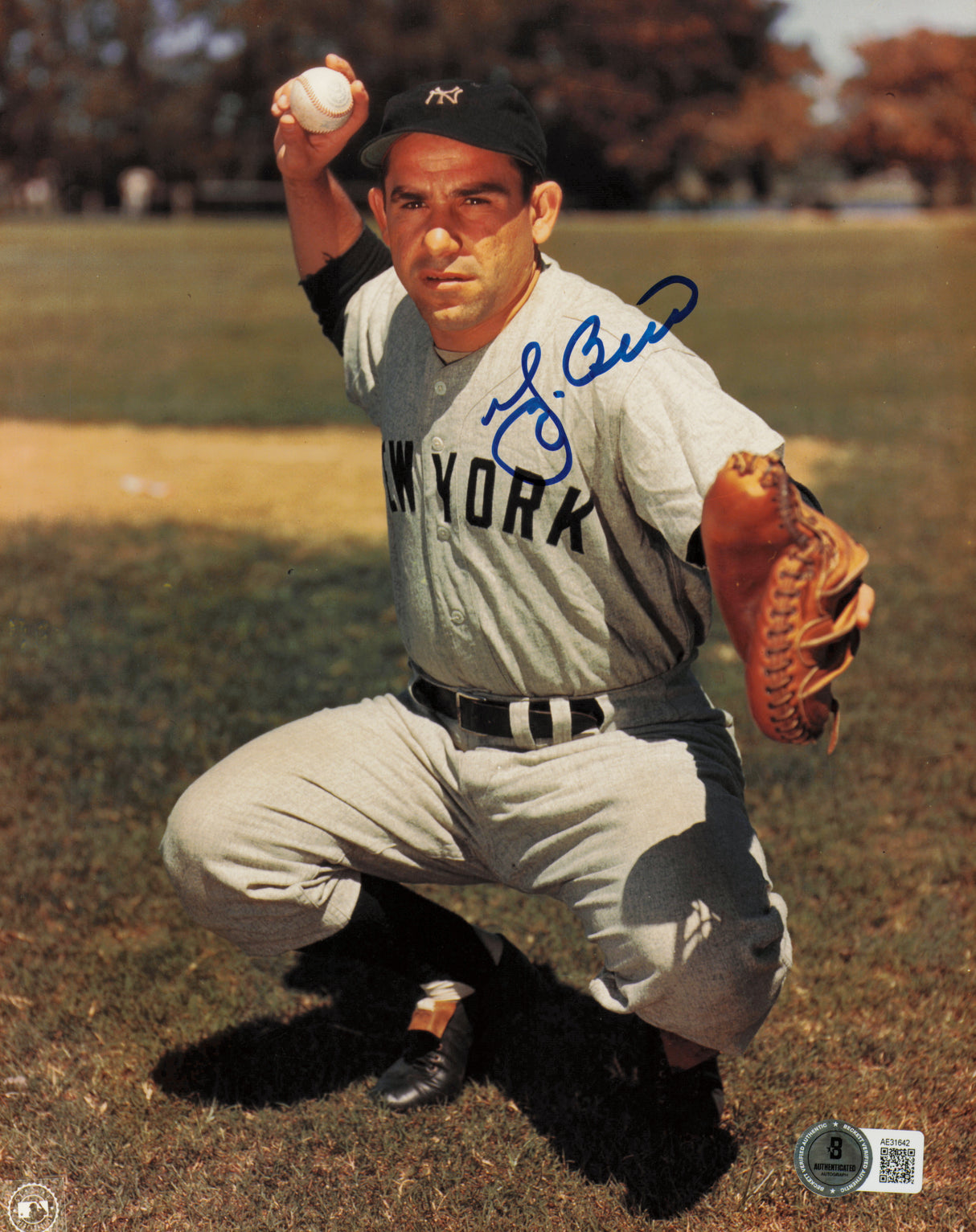 Yogi Berra Autographed 8x10 Photo New York Yankees Beckett BAS QR #AE31642