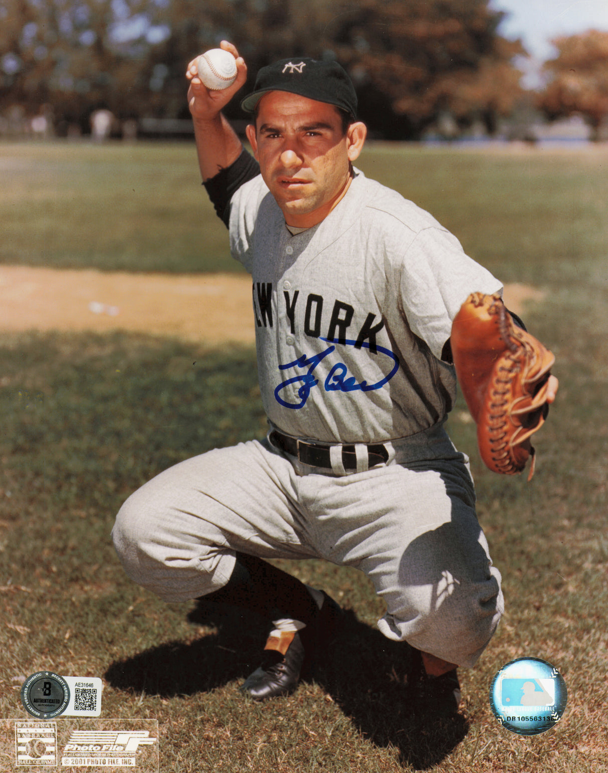 Yogi Berra Autographed 8x10 Photo New York Yankees Beckett BAS QR #AE31646