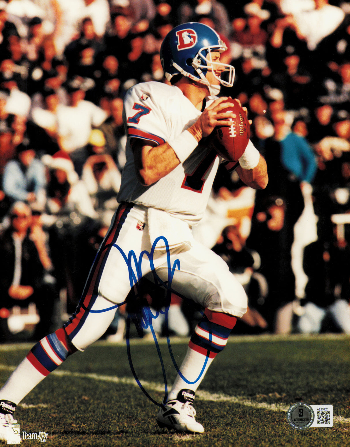 John Elway Autographed 8x10 Photo Denver Broncos Beckett BAS QR #AE31652
