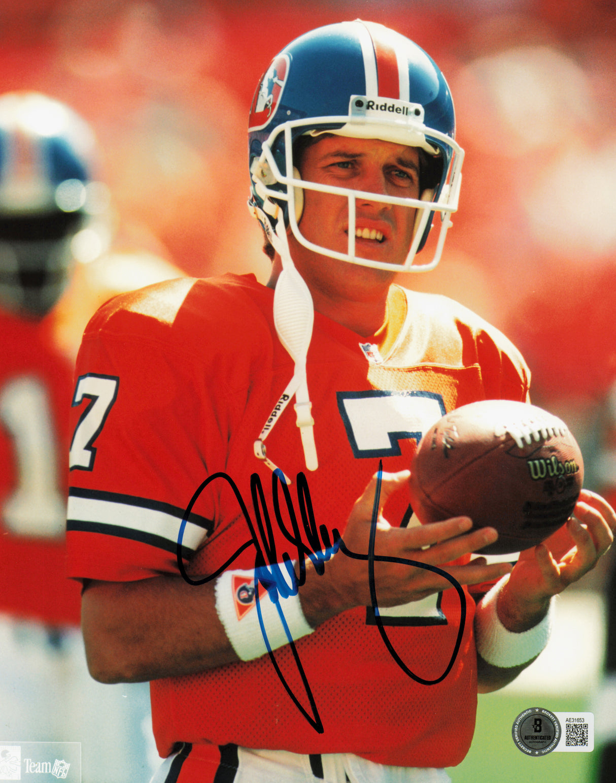 John Elway Autographed 8x10 Photo Denver Broncos Beckett BAS QR #AE31653