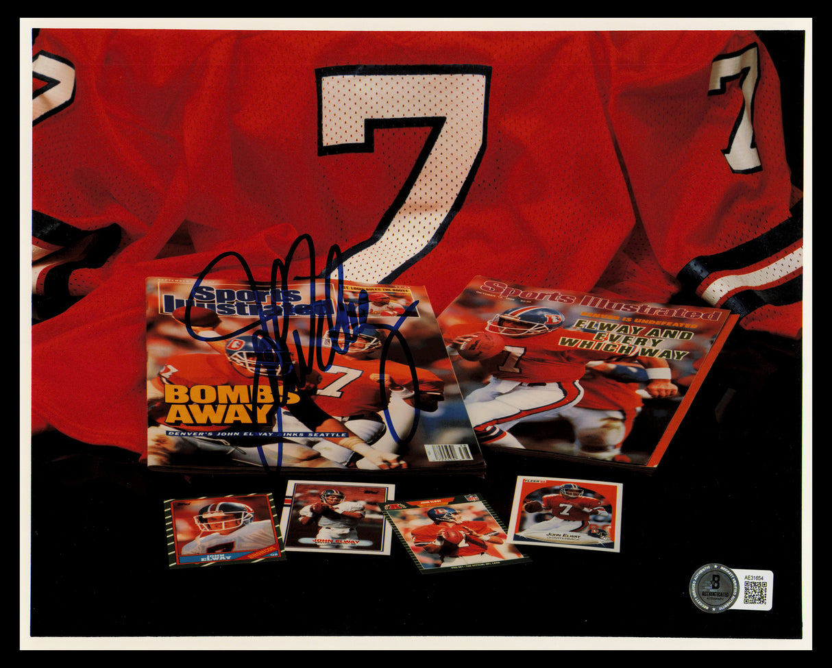 John Elway Autographed 8x10 Photo Denver Broncos Beckett BAS QR #AE31654