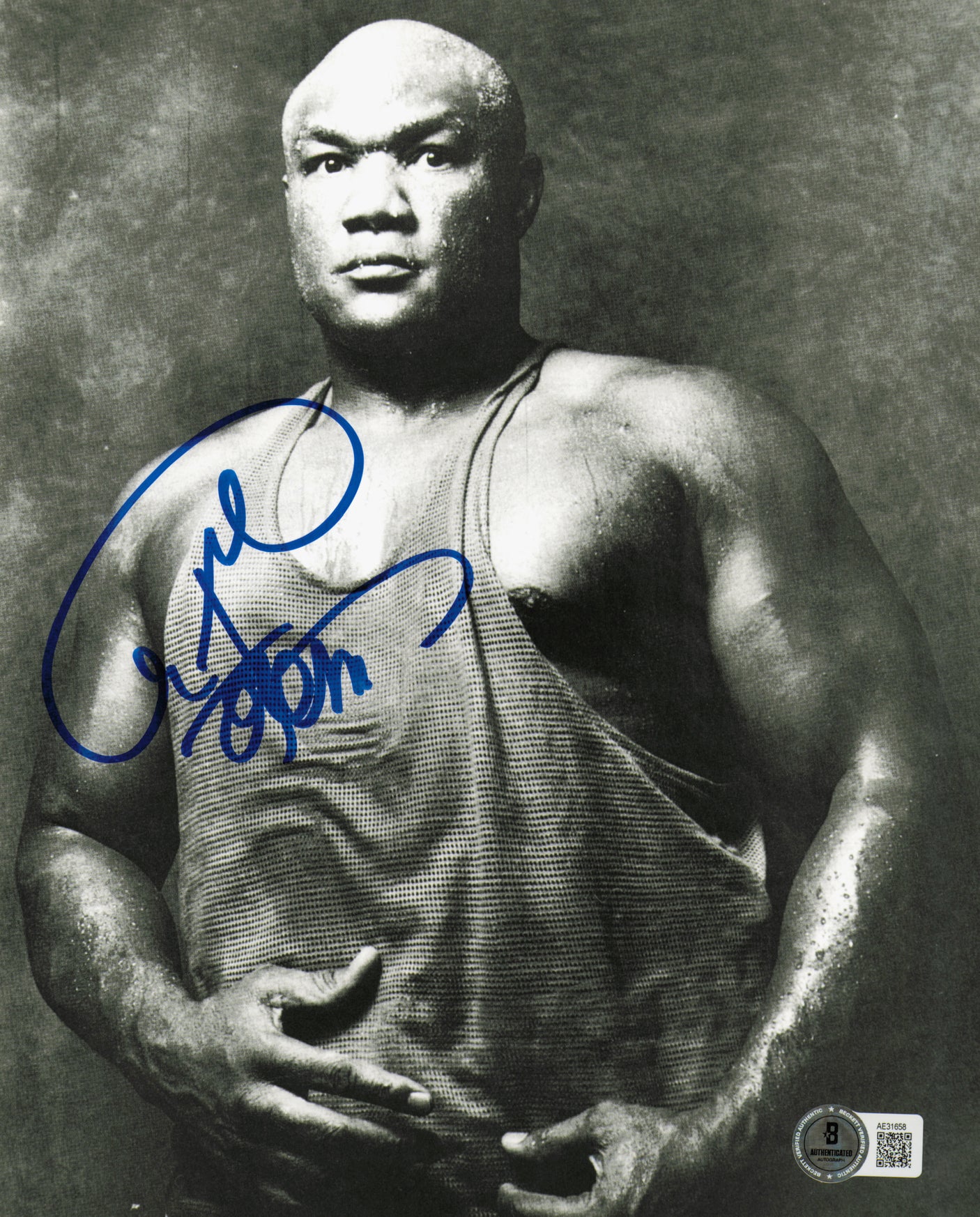 George Foreman Autographed 8x10 Photo Beckett BAS QR #AE31658