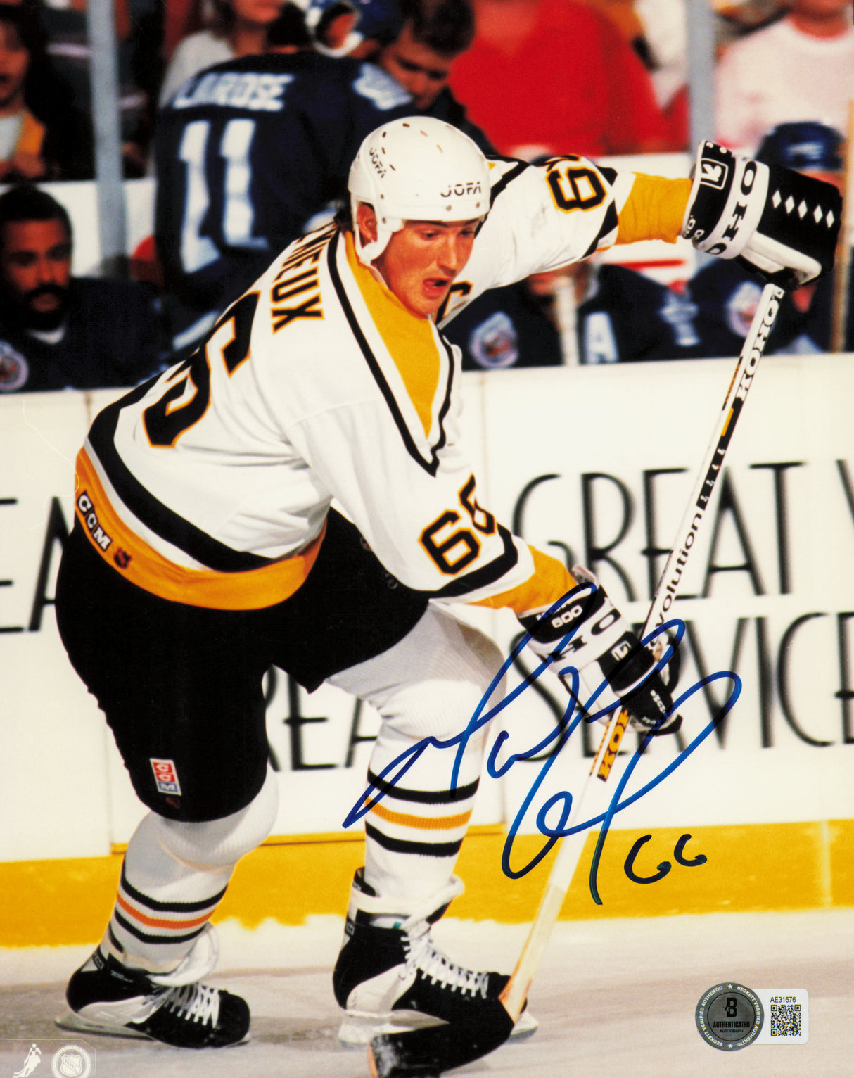 Mario Lemieux Autographed 8x10 Photo Pittsburgh Penguins Beckett BAS QR #AE31676