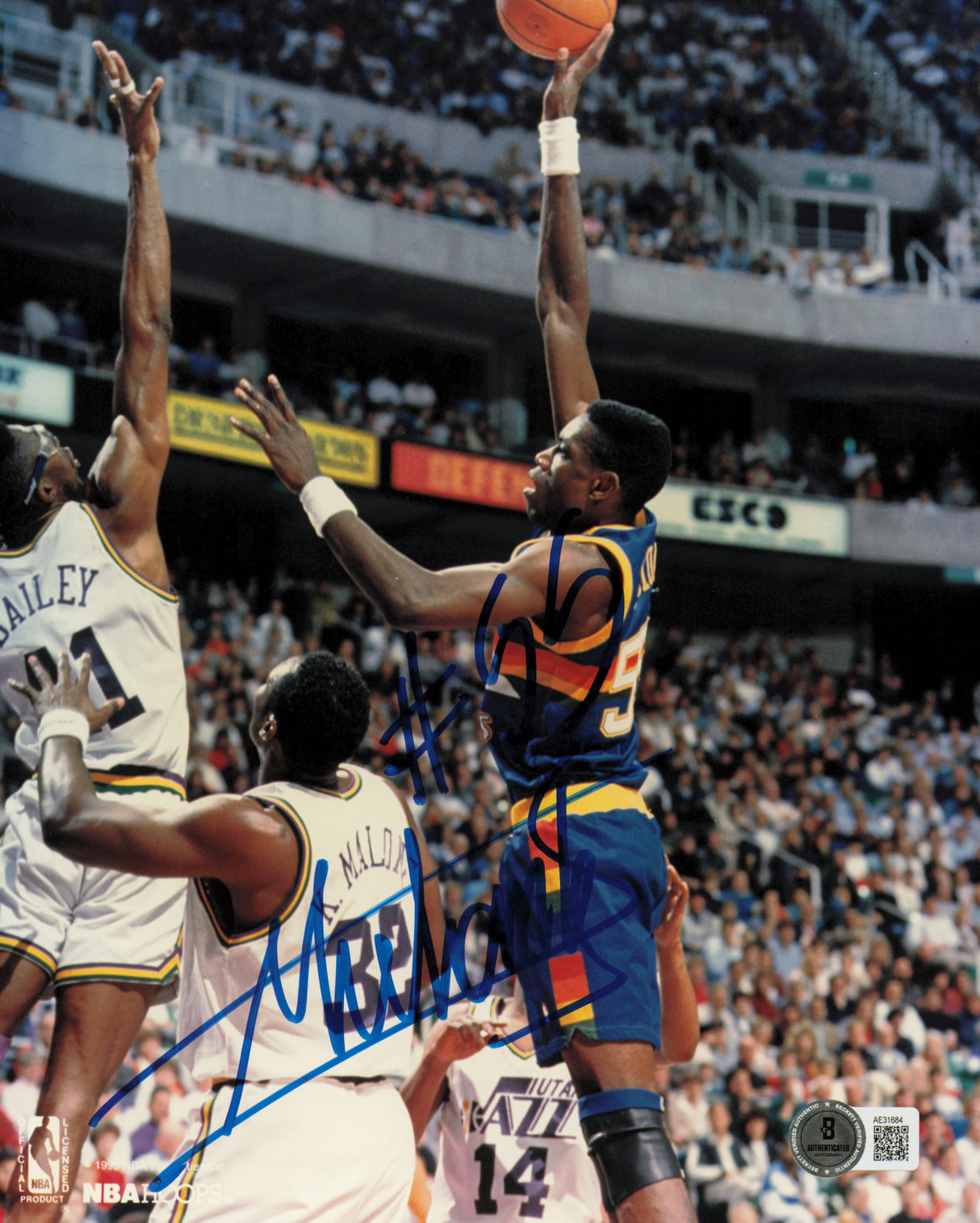 Dikembe Mutombo Autographed 8x10 Photo Denver Nuggets Beckett BAS QR #AE31684