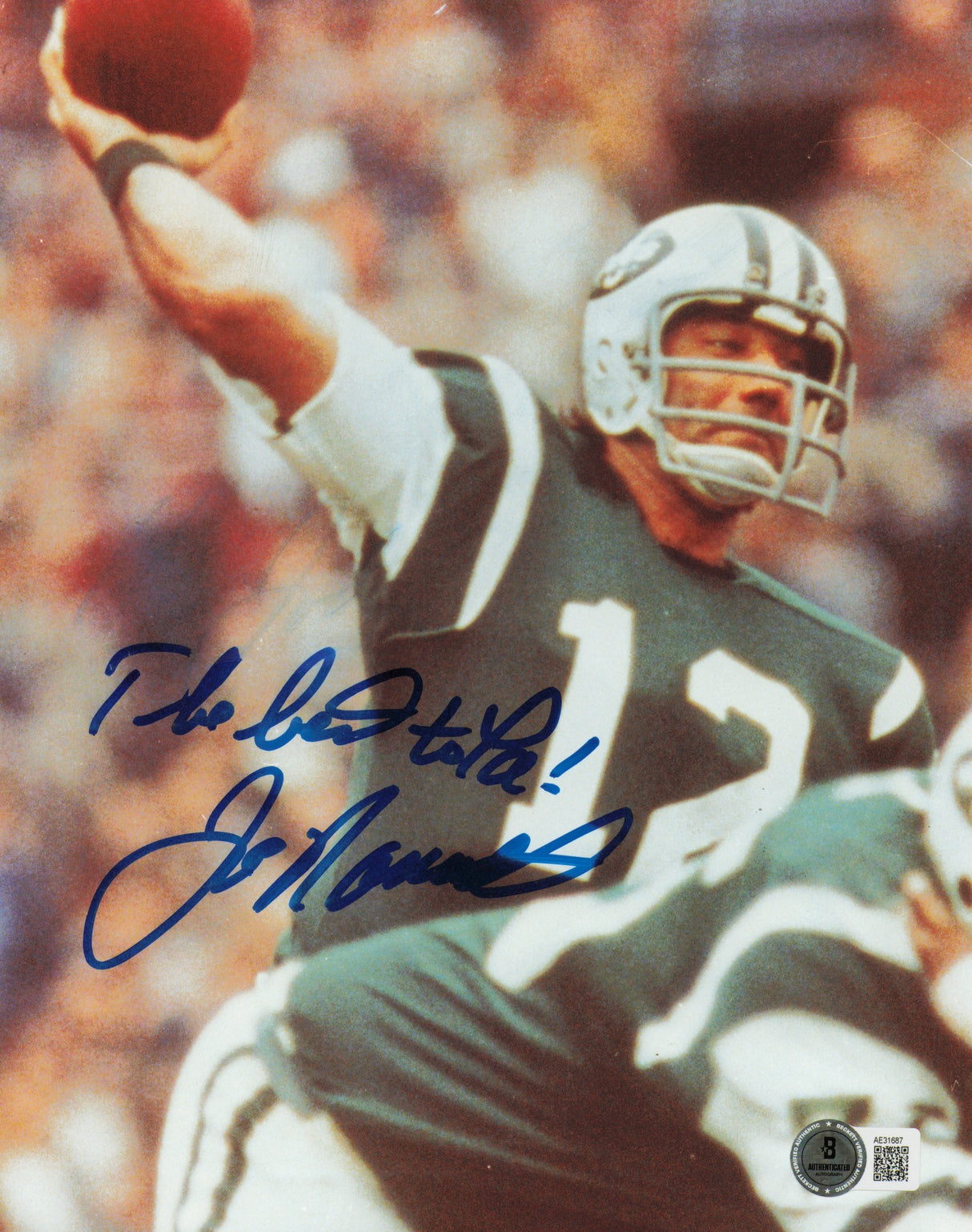 Joe Namath Autographed 8x10 Photo New York Jets "The Best to Ya!" Beckett BAS QR #AE31687