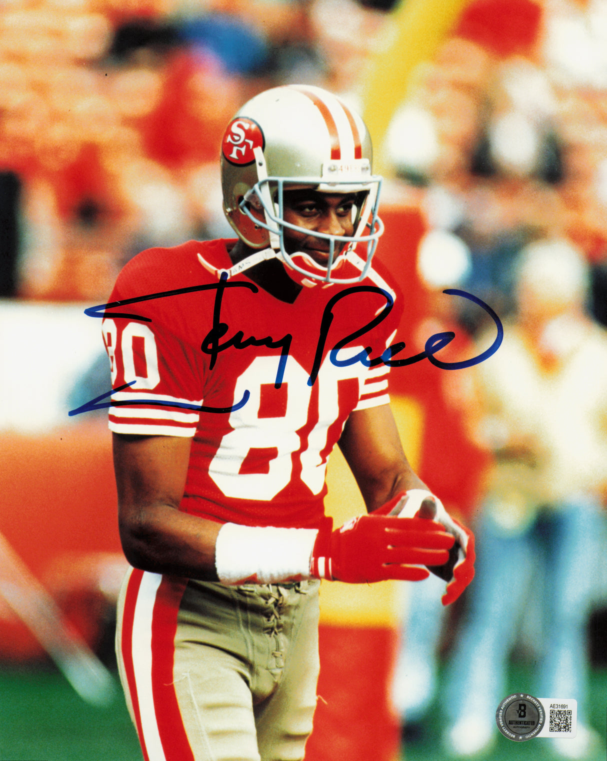 Jerry Rice Autographed 8x10 Photo San Francisco 49ers Beckett BAS QR #AE31691