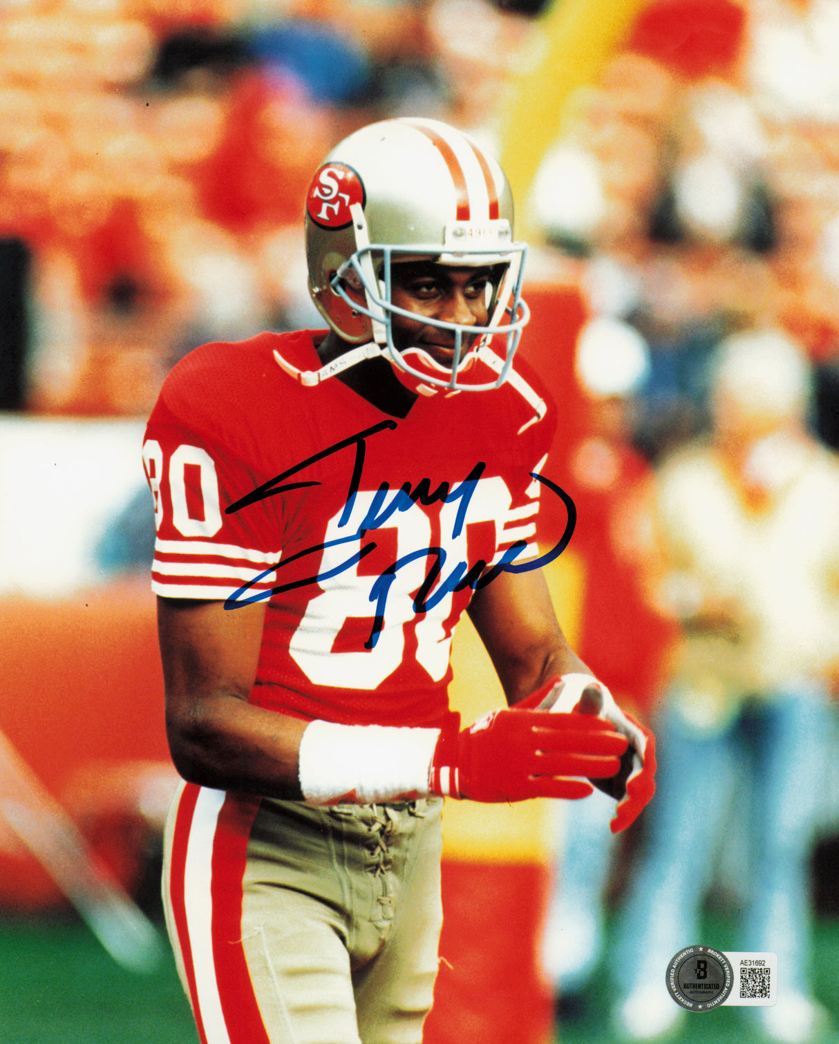 Jerry Rice Autographed 8x10 Photo San Francisco 49ers Beckett BAS QR #AE31692