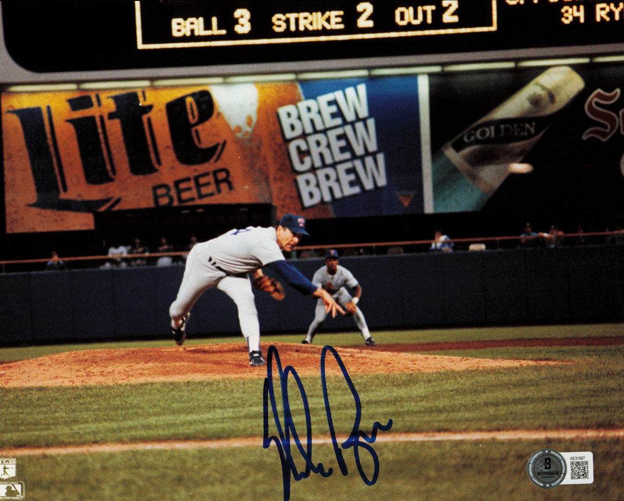 Nolan Ryan Autographed 8x10 Photo Texas Rangers Beckett BAS QR #AE31697