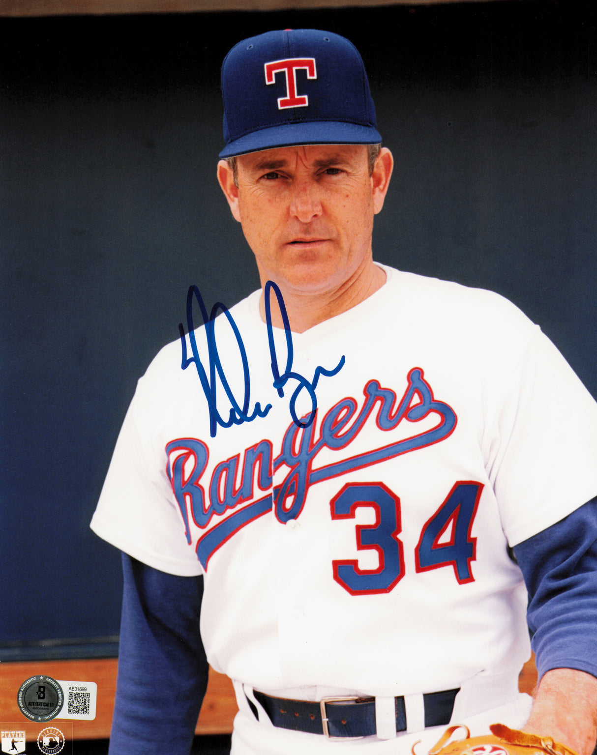 Nolan Ryan Autographed 8x10 Photo Texas Rangers Beckett BAS QR #AE31699