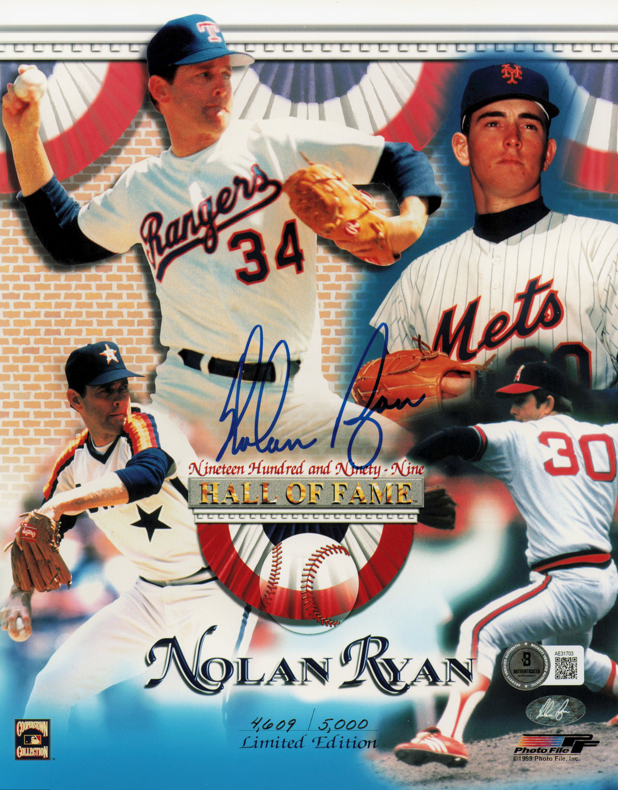 Nolan Ryan Autographed 8x10 Photo Beckett BAS QR #AE31703