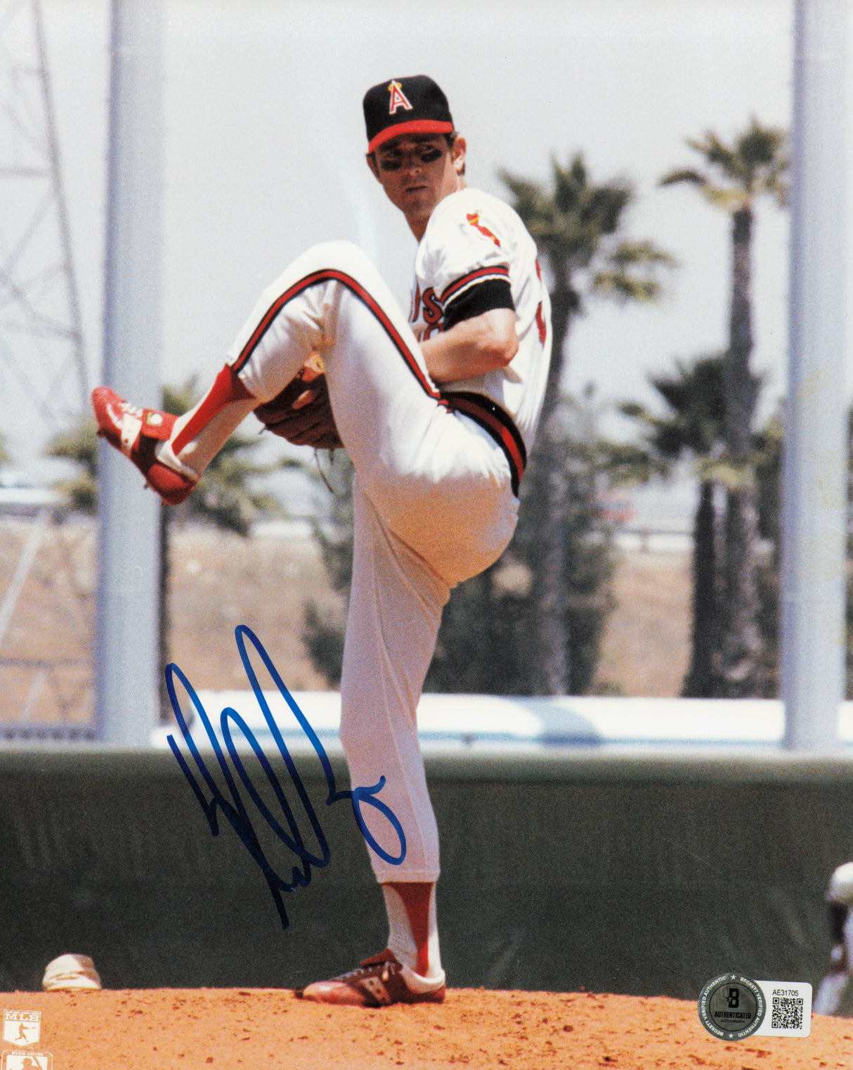 Nolan Ryan Autographed 8x10 Photo California Angels Beckett BAS QR #AE31705
