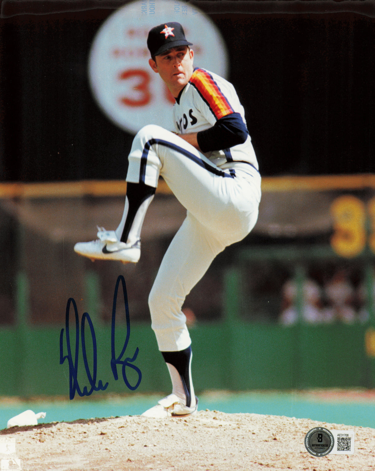 Nolan Ryan Autographed 8x10 Photo Houston Astros Beckett BAS QR #AE31706