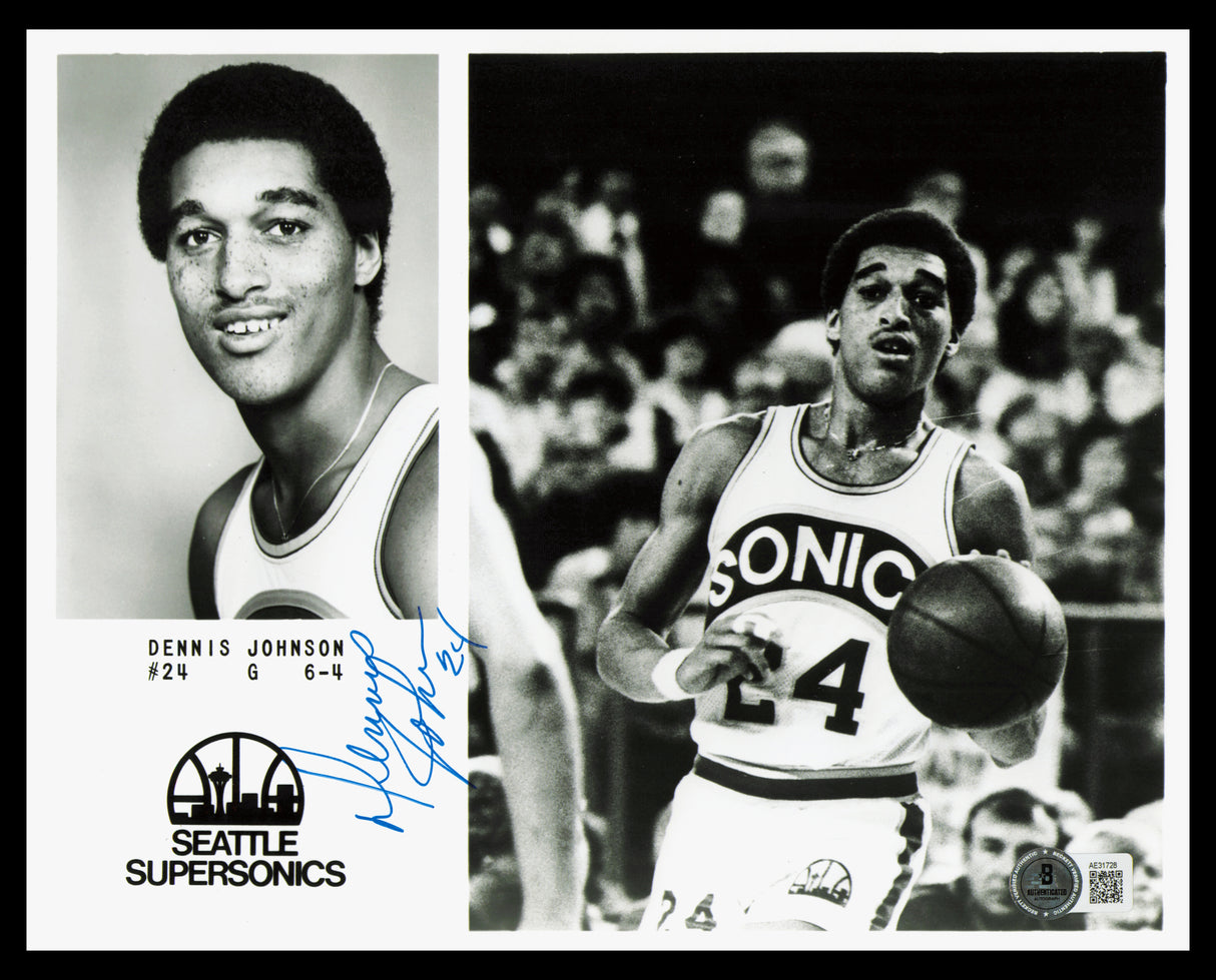 Dennis Johnson Autographed 8x10 Photo Seattle Supersonics Beckett BAS QR #AE31728