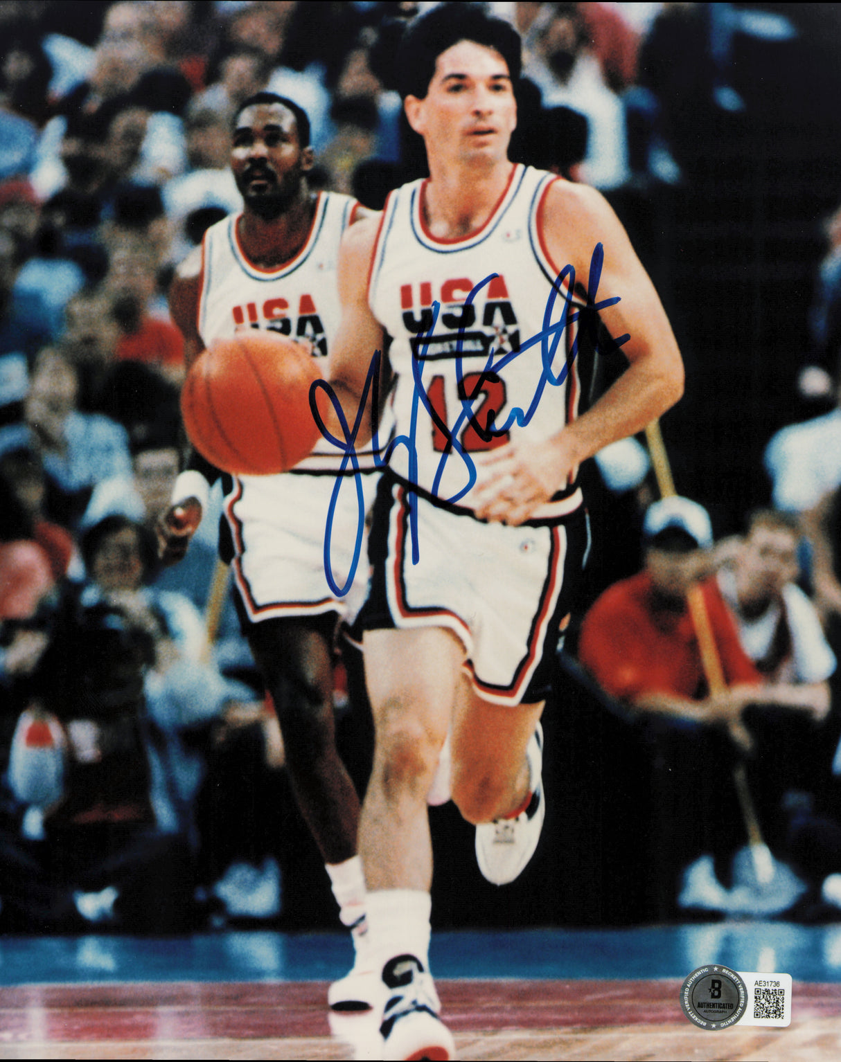 John Stockton Autographed 8x10 Photo Team USA Beckett BAS QR #AE31736