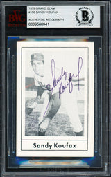 Sandy Koufax Autographed 1978 Grand Slam Card #150 Los Angeles Dodgers Beckett BAS #9588941