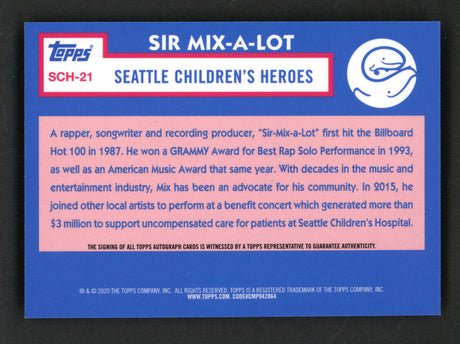 Sir Mix-a-Lot Autographed 2020 Topps Seattle Children's Hospital Card #SCH-21 SKU #242504