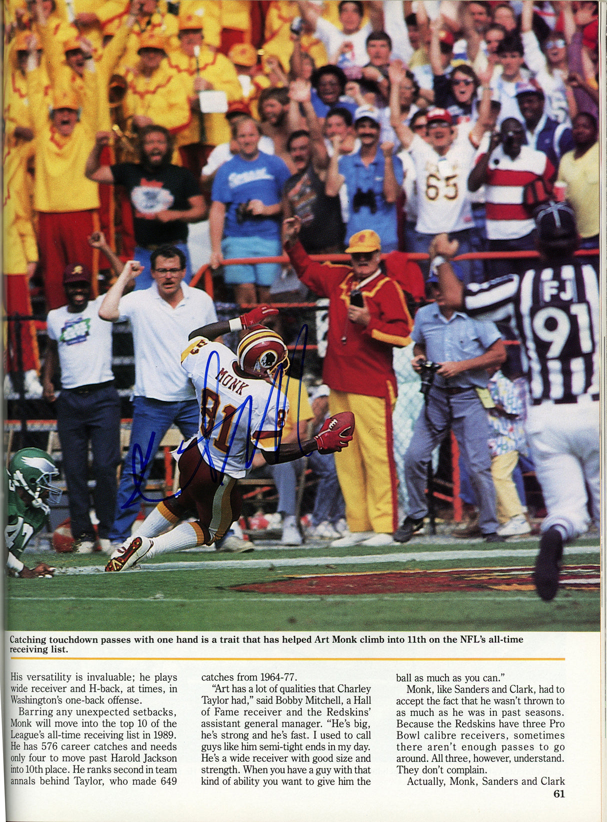 1989 Washington Redskins Team Signed Autographed Yearbook With 30 Signatures Including Art Monk SKU #242501