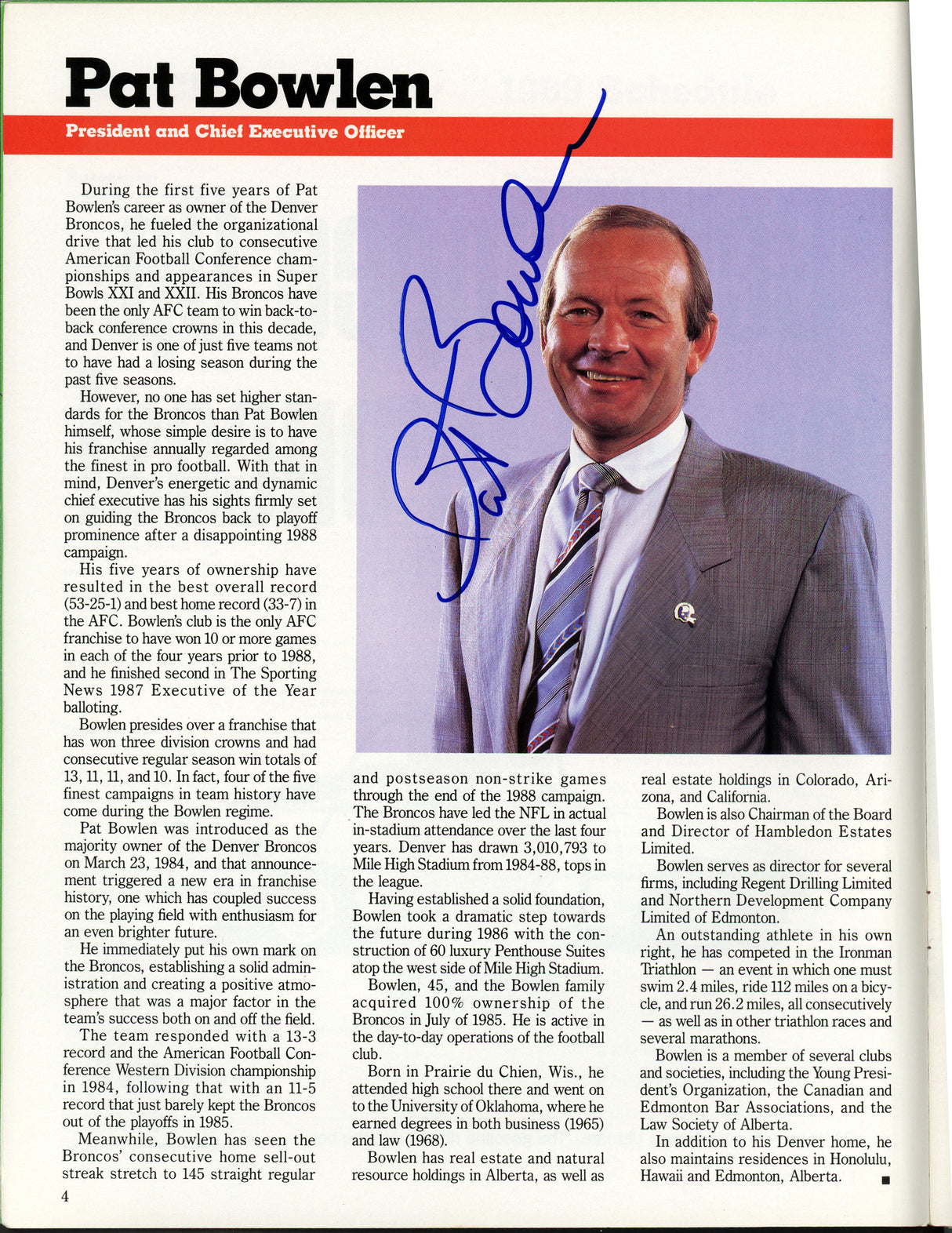 1989 Denver Broncos Team Signed Autographed Yearbook With 37 Signatures Including John Elway SKU #242502