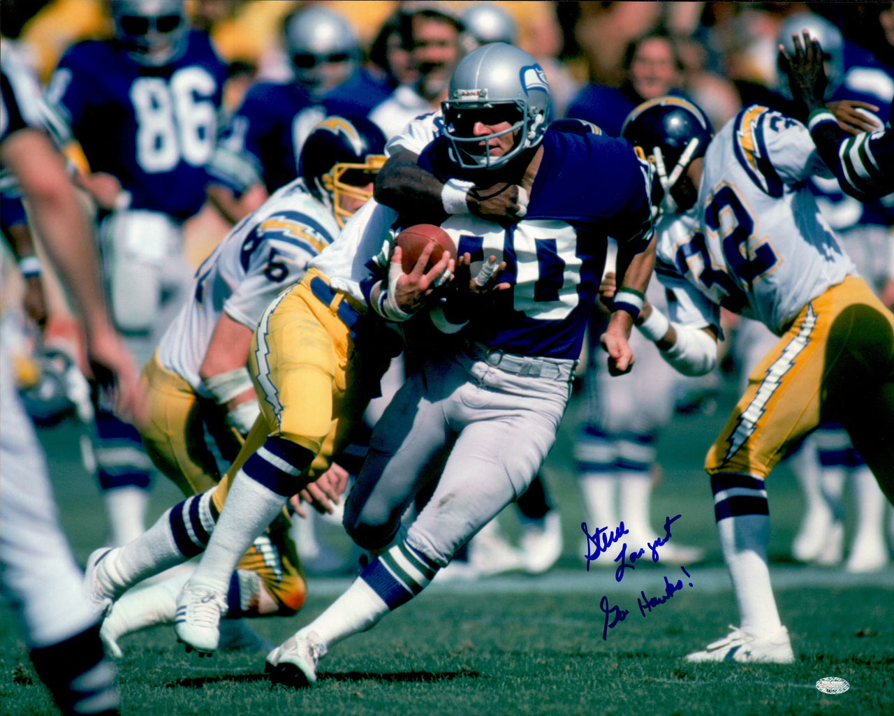 Steve Largent Autographed 16x20 Photo Seattle Seahawks "Go Hawks!" MCS Holo #68117