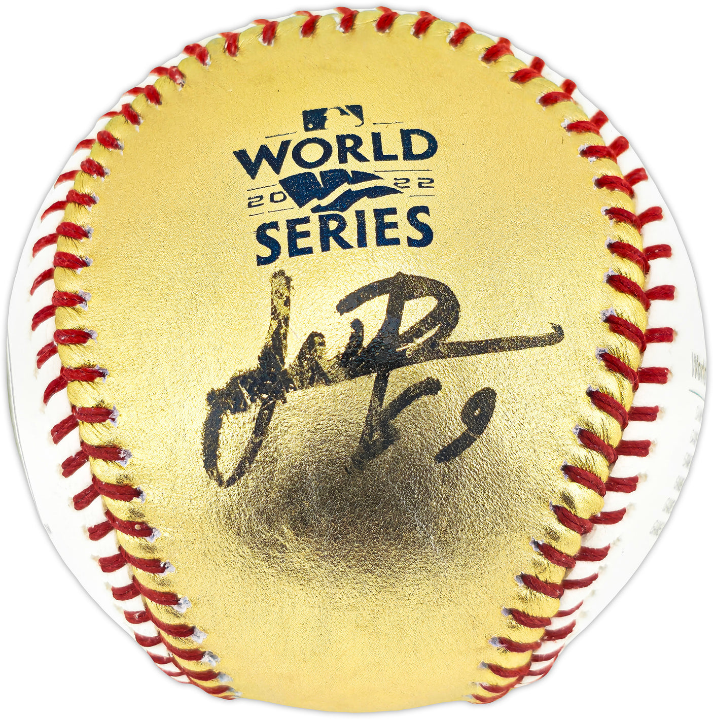 Framber Valdez Autographed Official Gold 2022 World Series Logo Baseball Houston Astros Beckett BAS Witness #W539255