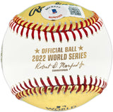 Framber Valdez Autographed Official Gold 2022 World Series Logo Baseball Houston Astros Beckett BAS Witness #W539255