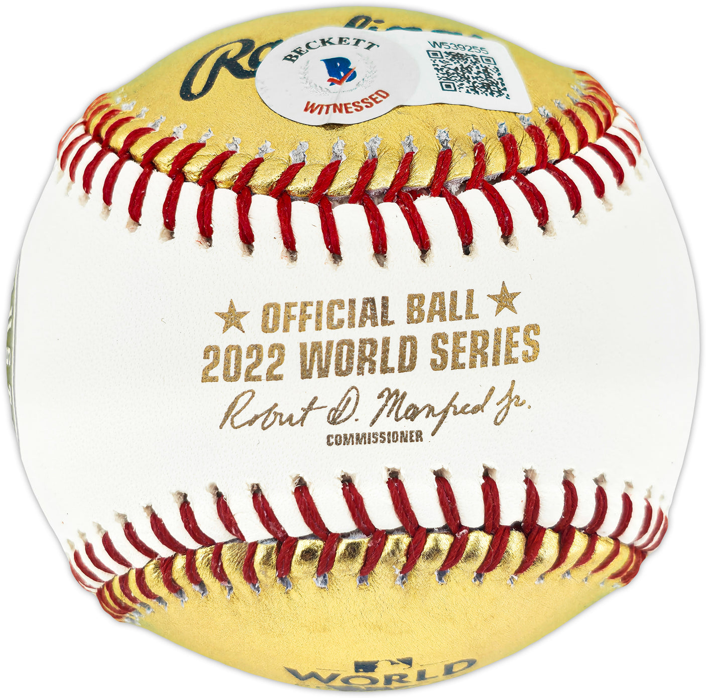 Framber Valdez Autographed Official Gold 2022 World Series Logo Baseball Houston Astros Beckett BAS Witness #W539255