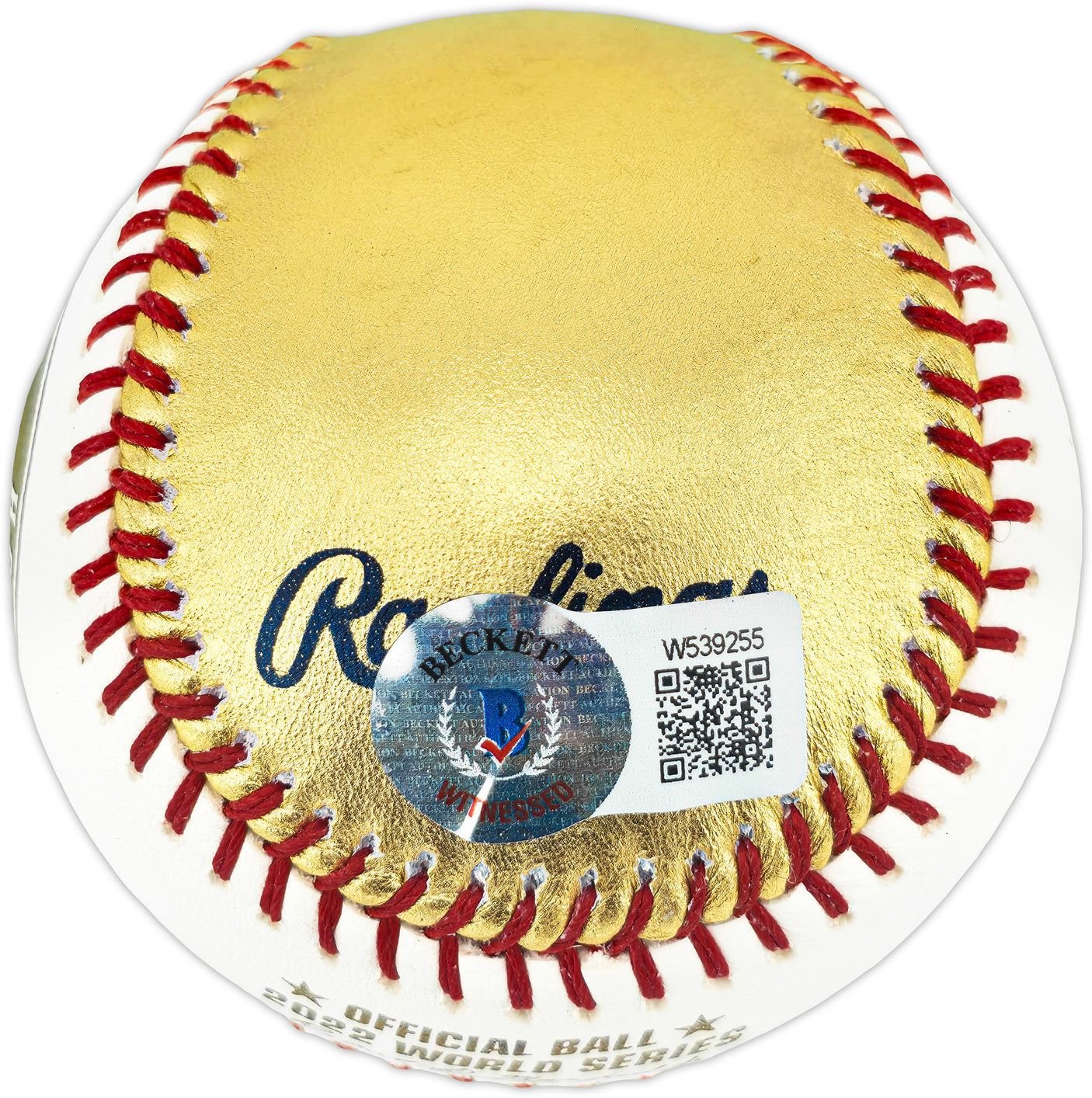 Framber Valdez Autographed Official Gold 2022 World Series Logo Baseball Houston Astros Beckett BAS Witness #W539255