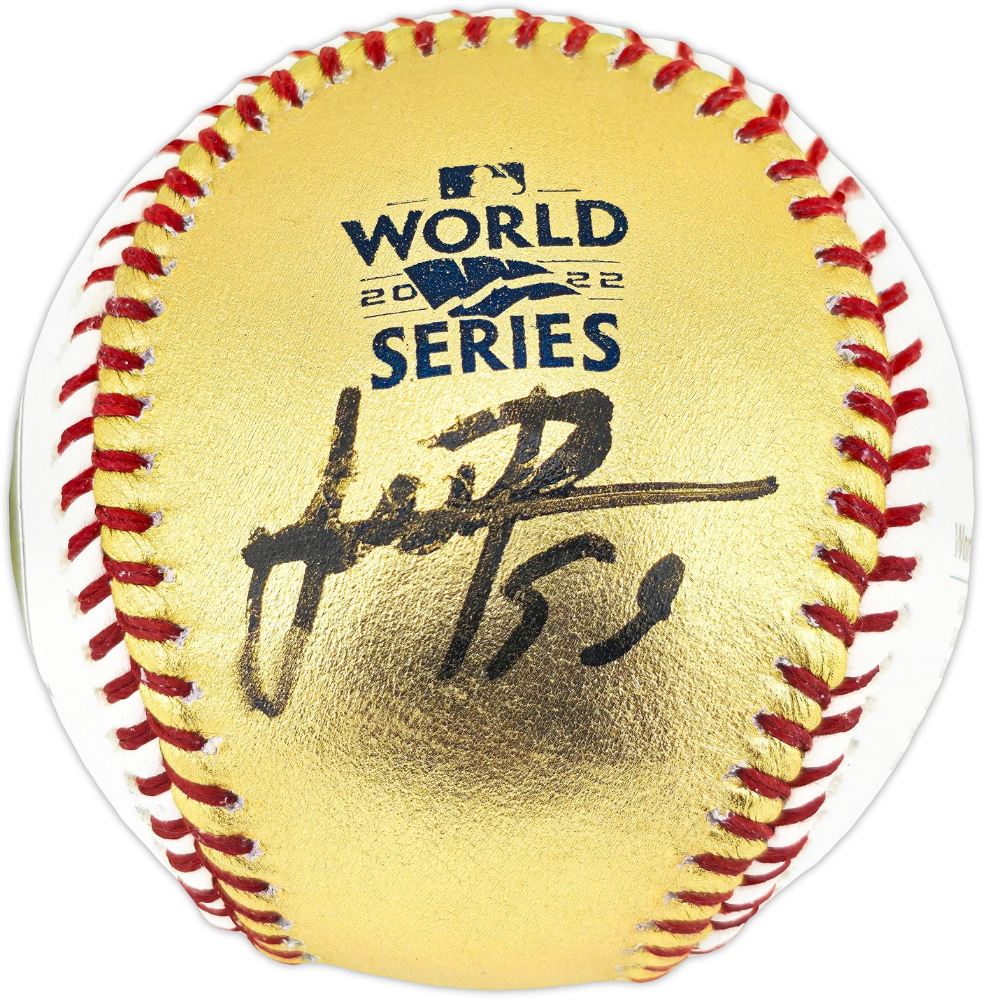 Framber Valdez Autographed Official Gold 2022 World Series Logo Baseball Houston Astros Beckett BAS Witness #W539262