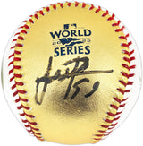 Framber Valdez Autographed Official Gold 2022 World Series Logo Baseball Houston Astros Beckett BAS Witness #W539262