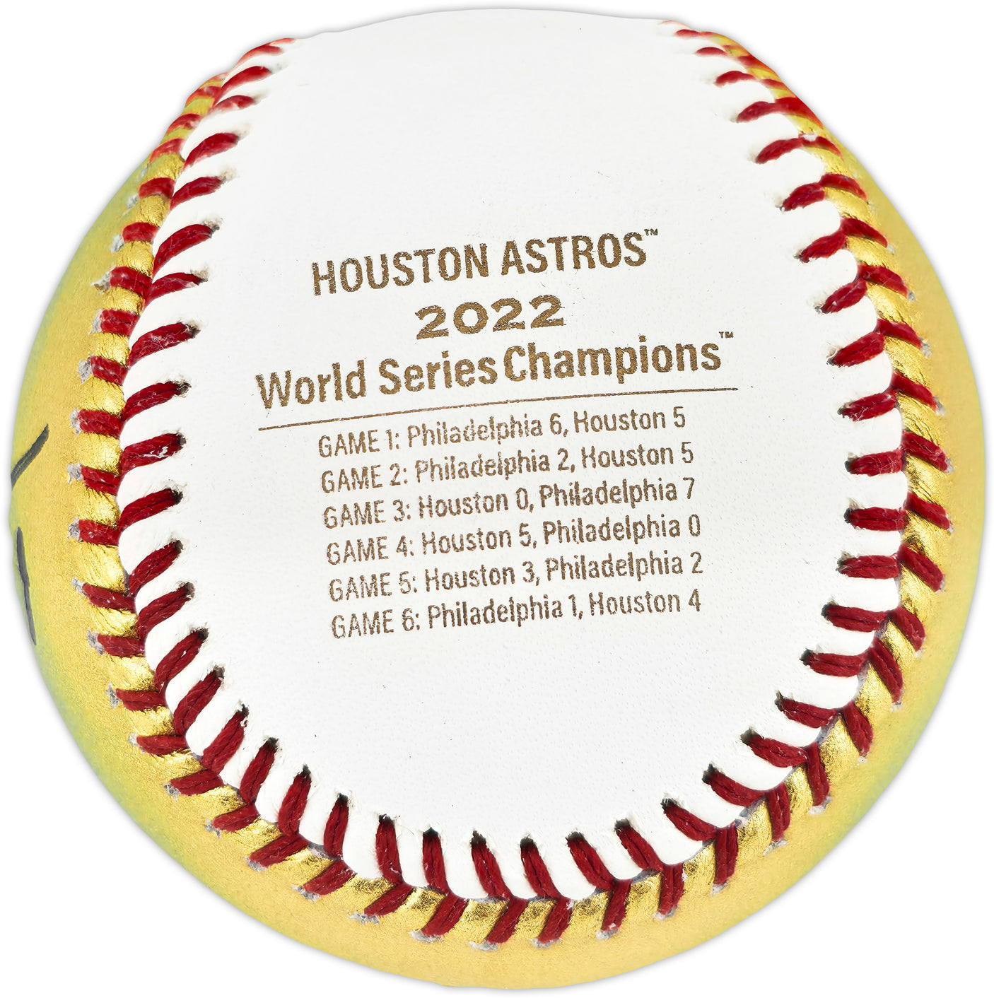 Framber Valdez Autographed Official Gold 2022 World Series Logo Baseball Houston Astros Beckett BAS Witness #W539262