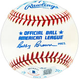 Eddie Mathews Autographed Official AL Baseball Milwaukee Braves Beckett BAS QR #BK66816