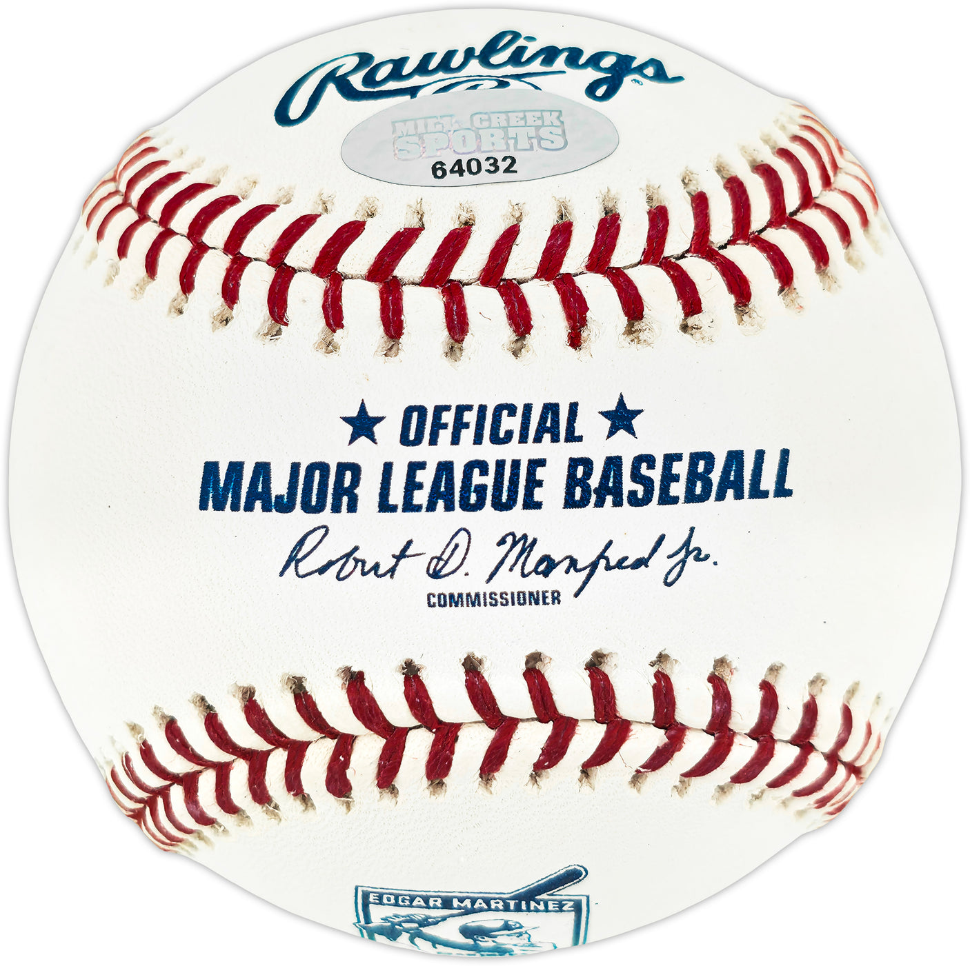 Edgar Martinez Autographed Official 2019 Hall of Fame Logo MLB Baseball Seattle Mariners MCS Holo #64032