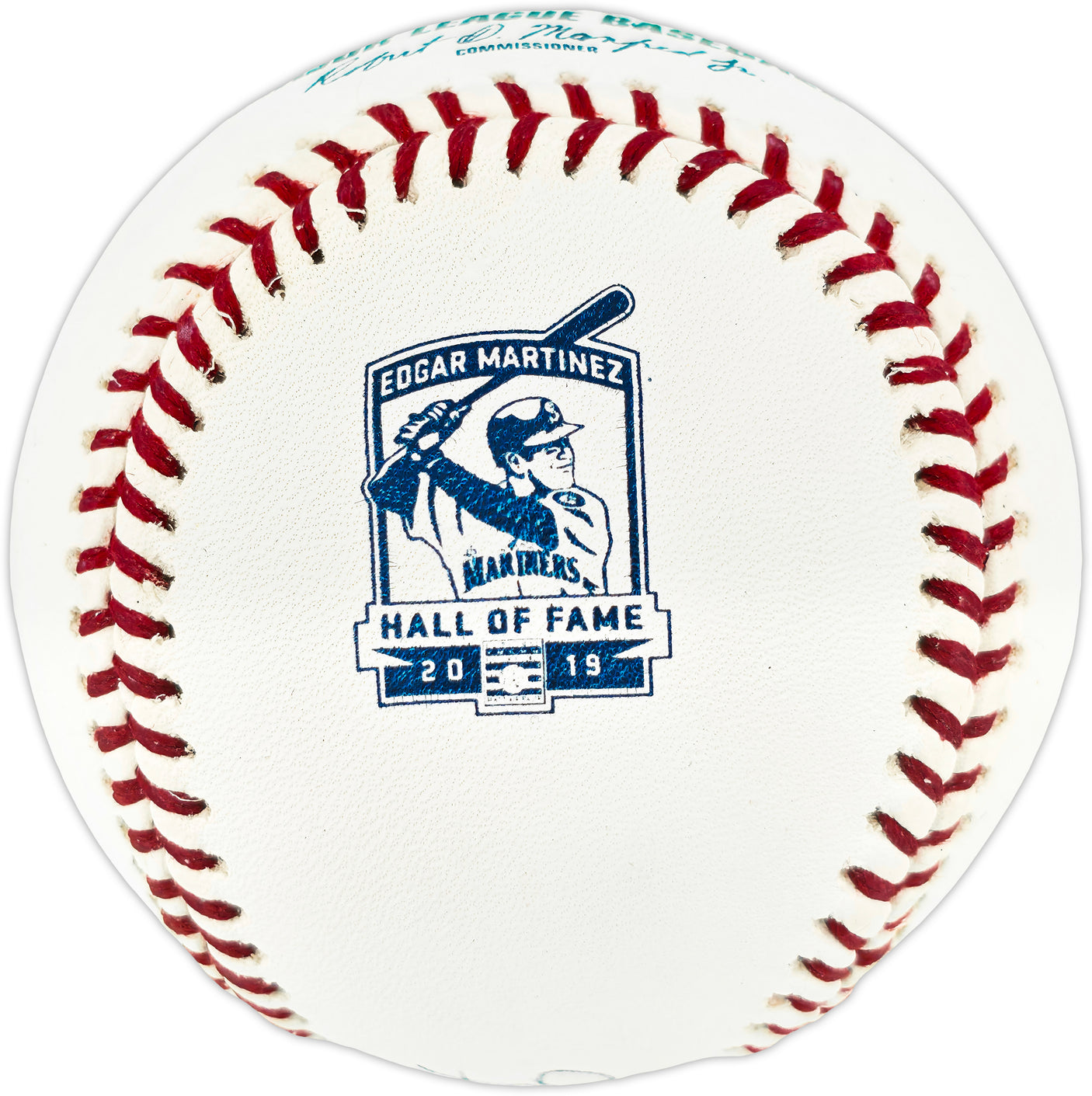 Edgar Martinez Autographed Official 2019 Hall of Fame Logo MLB Baseball Seattle Mariners MCS Holo #64032