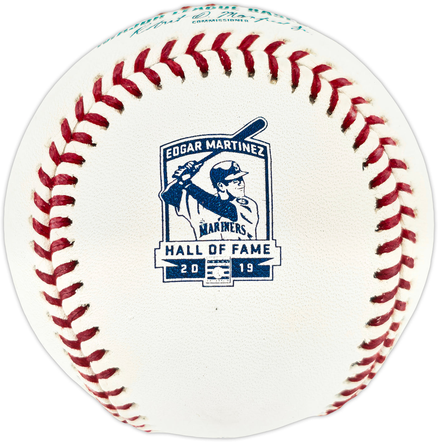 Edgar Martinez Autographed Official 2019 Hall of Fame Logo MLB Baseball Seattle Mariners MCS Holo #64033