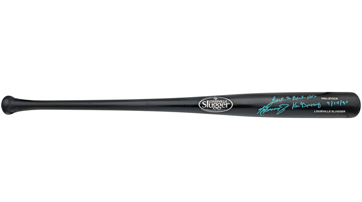 Ken Griffey Jr. & Ken Griffey Sr. Autographed Black Louisville Slugger Pro Stock Baseball Bat Seattle Mariners "Back To Back HR 9/14/90" Beckett BAS Witness Stock #230131