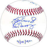 Ken Griffey Jr. & Ken Griffey Sr. Autographed Official MLB Baseball Seattle Mariners "Back To Back HR 9/14/90" Beckett BAS Witness Stock #230129