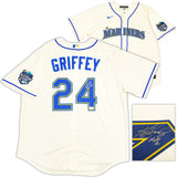 Seattle Mariners Ken Griffey Jr. Autographed Cream Nike 2023 All Star Game Patch Jersey Size XL "HOF 16" Beckett BAS Witness Stock #230147